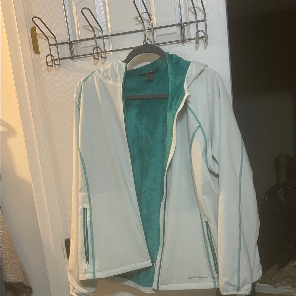 Eddie Bauer Women's White and Teal Ski Jacket
